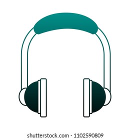 Music headphones isolated in blue lines