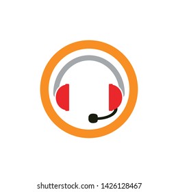 Music headphones logo design template
