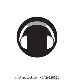Music headphones logo design template