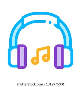 Music Headphones And Musical Notes Vector Icon Thin Line. Singers And Headphones, Concert And Theater, Opera And Karaoke Concept Linear Pictogram. Illustration