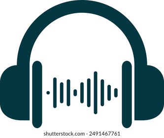 Music with headphones oncept symbol. EPS Vector File