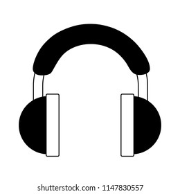 Music headphones symbol in black and white