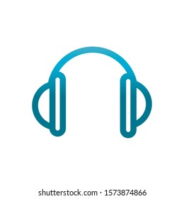 music headphones user interface blue gradient vector illustration