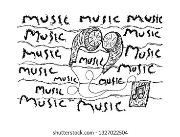music in the headphones - vector