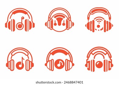 Music with headphones vector logo
