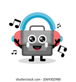 music headset briefcase cute character logo