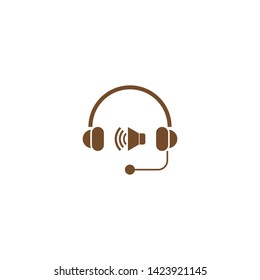 Music headset logo design template element vector