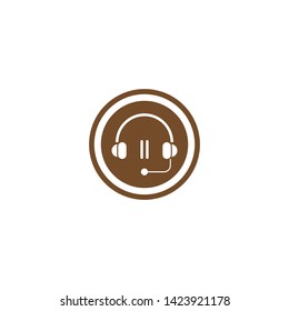 Music headset logo design template element vector