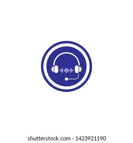 Music headset logo design template element vector