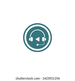 Music headset logo design template element vector