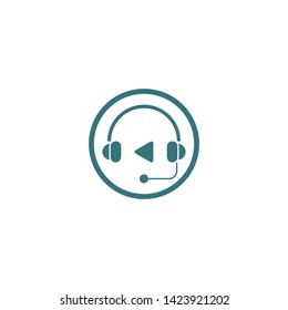 Music headset logo design template element vector