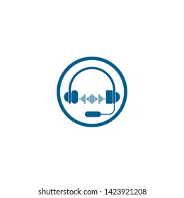 Music headset logo design template element vector