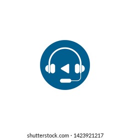 Music headset logo design template element vector