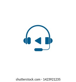 Music headset logo design template element vector