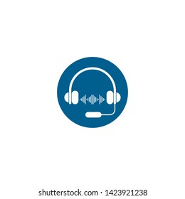 Music headset logo design template element vector