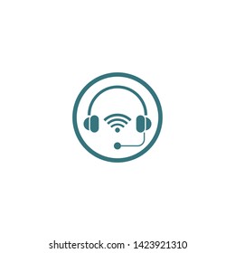 Music headset logo design template element vector