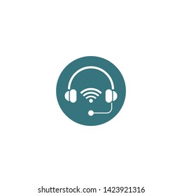 Music headset logo design template element vector