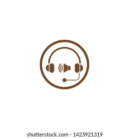 Music headset logo design template element vector