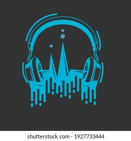 Music Headset Logo Design Vector