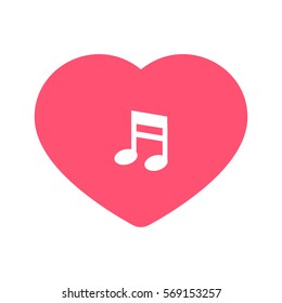 music heart. music icon inside heart background vector illustration 