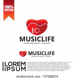 Music Heart Logo Vector