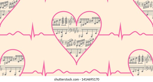 Music of the Heart. Seamless pattern