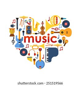 Music Heart set vector.
