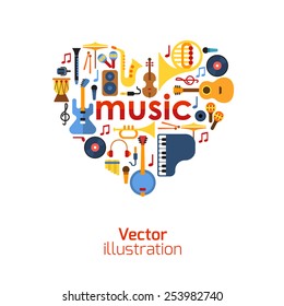 Music Heart set vector.