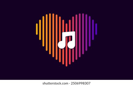 Music in the heart. Sound wave heart. Cover Music, Sound wave, Heart shape, Digital, Media and Equalizer. Vector illustration.