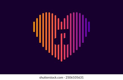 Music in the heart. Sound wave heart. Sound wave, Heart shape, Digital, Media and Music equalizer. Vector illustration.