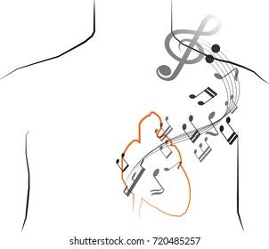 Music in heart, vector art and illustration