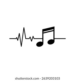 Music heartbeat rhythm note icon design.