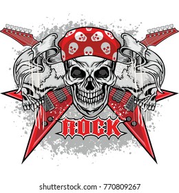 music, heavy metal, coat of arms with skull, grunge vintage design t shirts