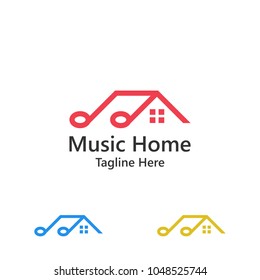 Music home, studio of melody. Vector logo template