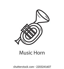 Music Horn Outline Icon Design illustration. Music Symbol on White background EPS 10 File