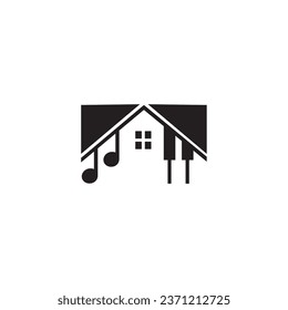 music house logo abstract black vector illustration design