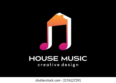 Music house logo design, tone icon combined with house icon