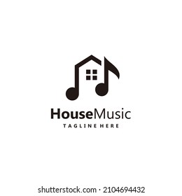 Music House minimalist logo design vector illustration