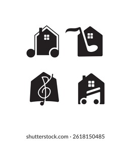 Music House Studio Logo Design Vector