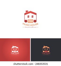 Music House Studio Vector Icons, Logos, Sign, Symbol Template