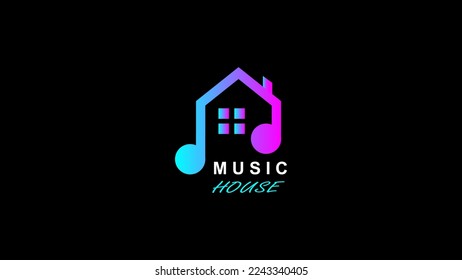 Music house symbol vector with gradient color.