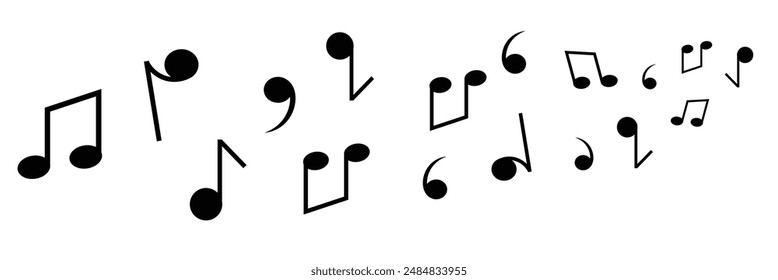 Music Icon. Audio sound media musical Design Elements From Music Staff .Note symbol for your web site design, logo, app, UI. Vector illustration, EPS10. Melody play music sign.	