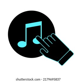 music icon in black and blue color on white background