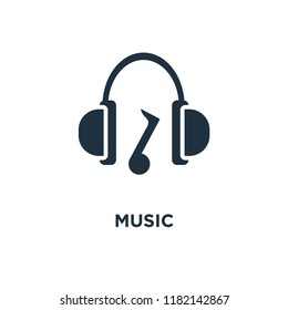 Music icon. Black filled vector illustration. Music symbol on white background. Can be used in web and mobile.