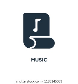 Music icon. Black filled vector illustration. Music symbol on white background. Can be used in web and mobile.