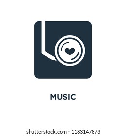 Music icon. Black filled vector illustration. Music symbol on white background. Can be used in web and mobile.