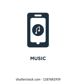 Music icon. Black filled vector illustration. Music symbol on white background. Can be used in web and mobile.