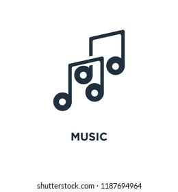 Music icon. Black filled vector illustration. Music symbol on white background. Can be used in web and mobile.