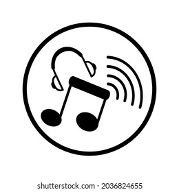 Musiksymbol mit schwarzer Linie, Vektordesign einzeln.