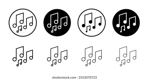 Music icon Black and white outline vector